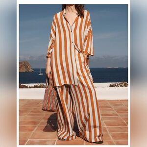 Zara Limited Edition Oversized Striped Shirt Sz M